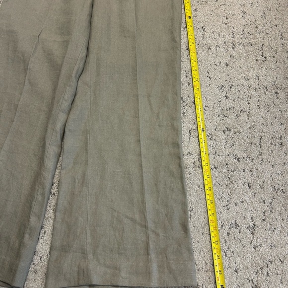 Pure Linen side 10p EUC ultra wide flair 100 percent linen pants with buttons - Picture 4 of 13